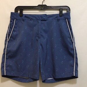 Lady Hagen Women’s Golf short, Blue/white Sailor and polka dot pattern.